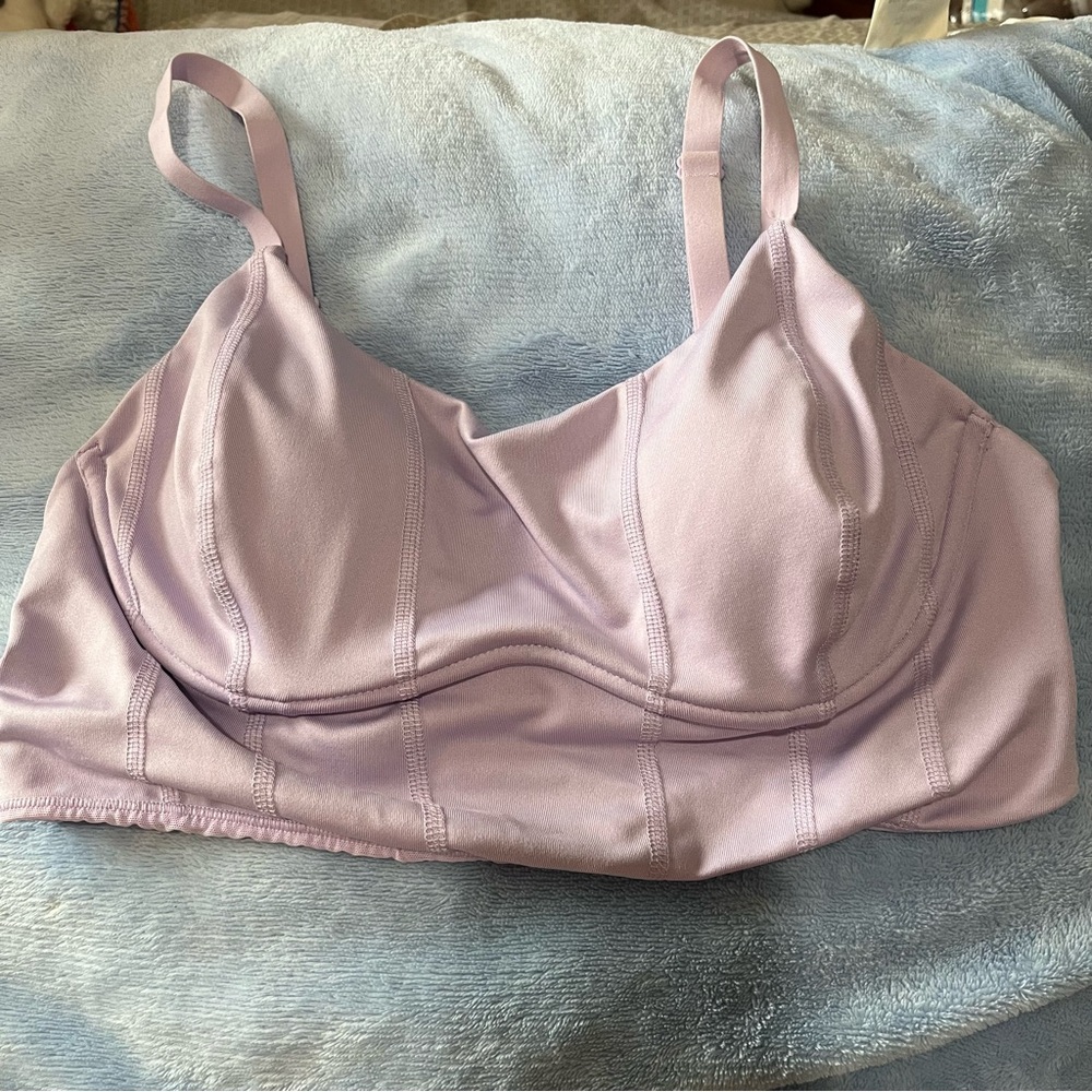 NWOT PINK Sports Bra Longline Underwire Medium Support Active Lilac Large